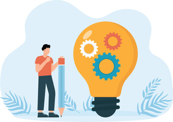 Start-up project innovation and New business marketing. teamwork in generating ideas or solutions in business. business innovation and Project planning idea. 
