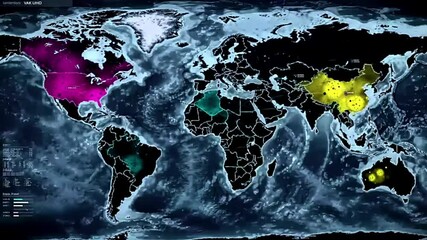 Virus Variant Spreading Globally - Animated World Map. - Powered by Adobe