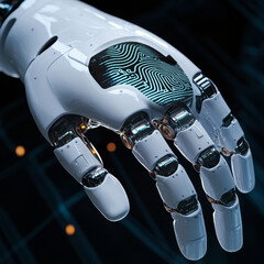 Hands of robots touch data privacy by collecting, storing, and processing personal information like biometrics and identification data. Robots must ensure secure storage and limited processing.