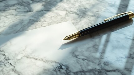 49. Pen and open contract on marble office table