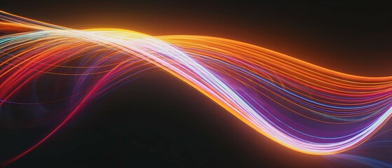 Naklejka premium Vibrant Neon Wave: Abstract Background of Glowing Lines and Curves