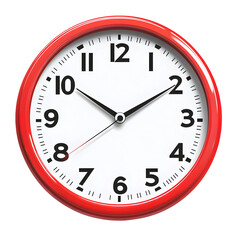 Vibrant red clock illustrating punctuality, time management, and time-telling