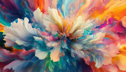 Vibrant close-up abstract art studio's colorful explosion