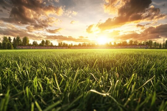 Lush green field at sunset - Powered by Adobe