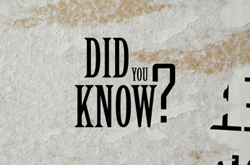 did you know sign on white background	
