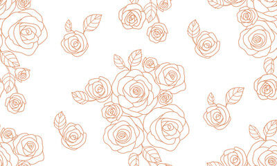 Rose outline seamless pattern. Spring floral vector illustration for fashion, textile, fabric, decoration.