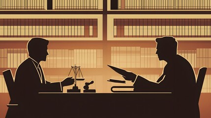 5. Lawyer explaining a contract to a client in an office