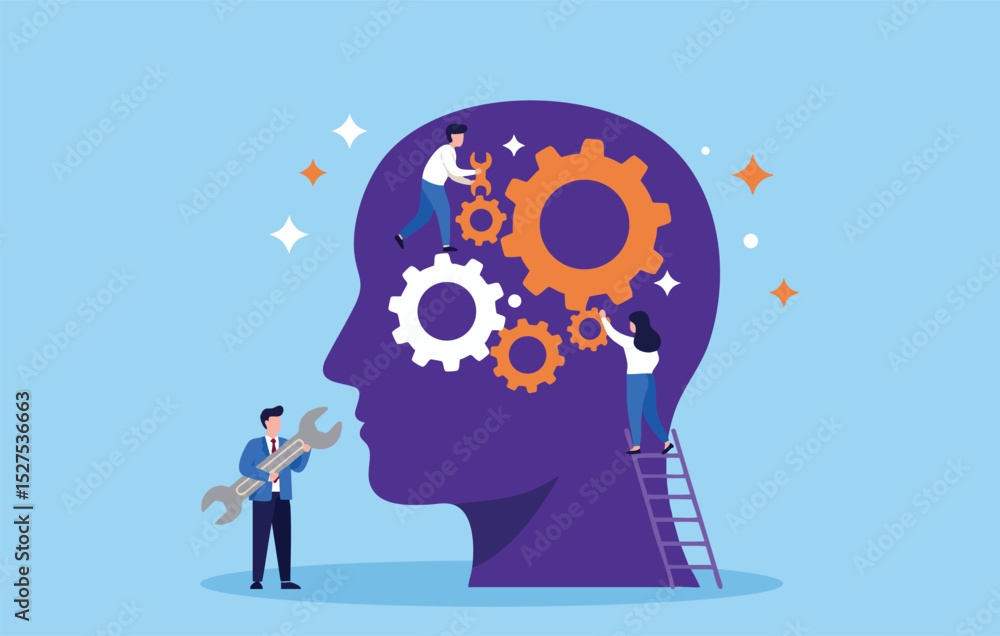 Poster optimizing cognitive performance a visual representation of brain mechanisms, mental processes, and 
