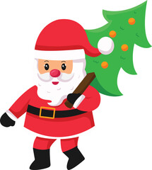 santa claus with christmas tree