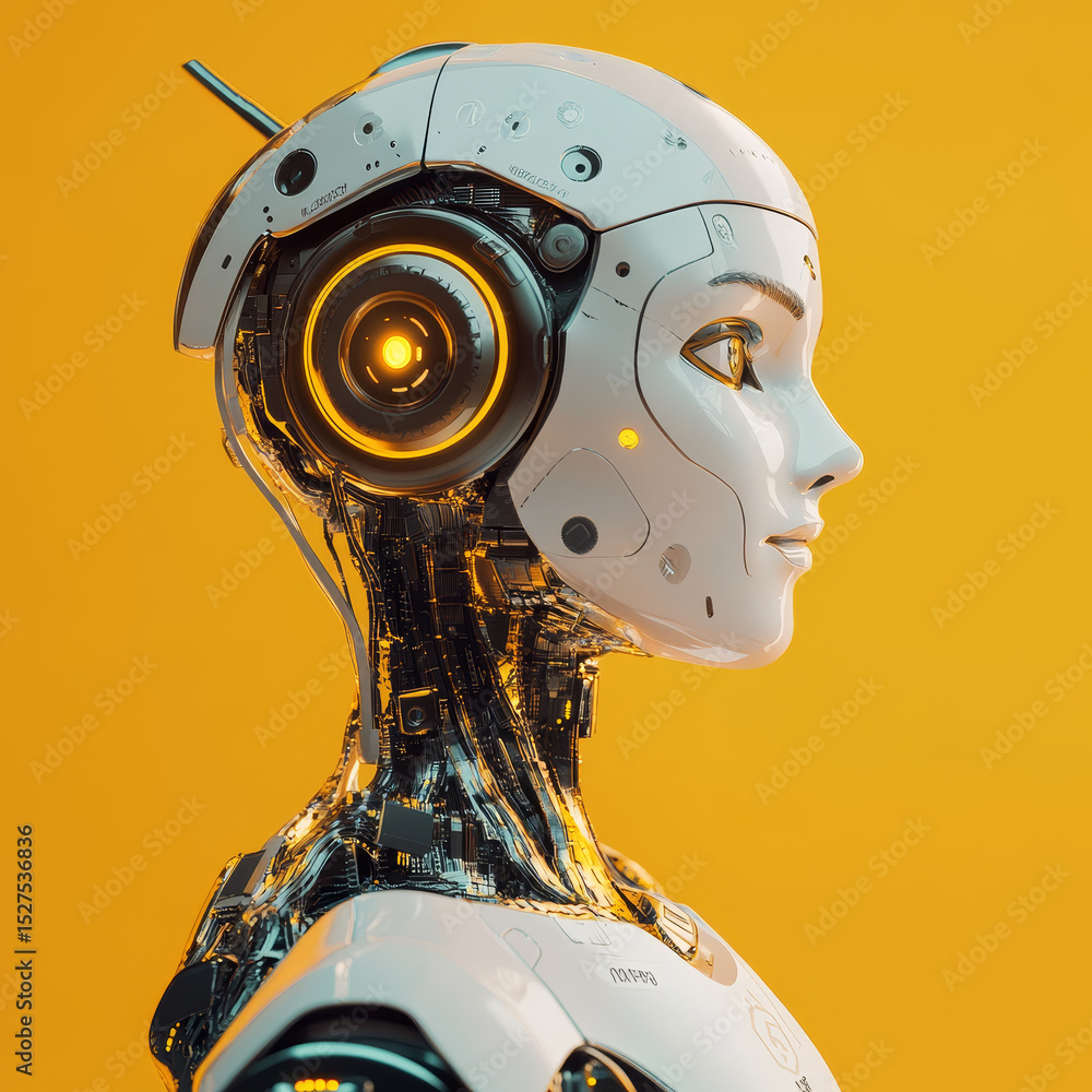 Aufkleber cryptocurrency, hands of robot hold digital currency technology, blockchain systems, secure transact