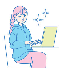 パソコン作業をしている女性