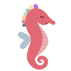vector illustration of a cartoon sea horse