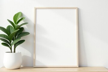 Empty white canvas frame mockup, isolated on white , white, picture