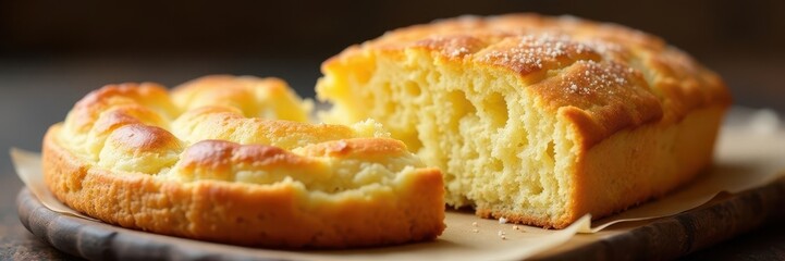 Uniform, even crumb with slightly chewy crust ,  macro,  food photography,  even