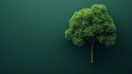 Un'illustrazione digitale rappresenta un albero rigoglioso su uno sfondo verde scuro, in una composizione minimalista.