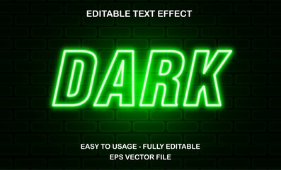 Dark Text, Editable Text Effect Template, Futuristic Red Neon Light Typeface