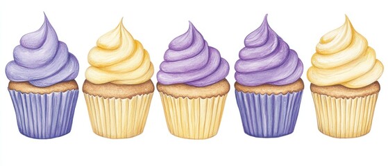 Sweet cupcakes in pastel colors