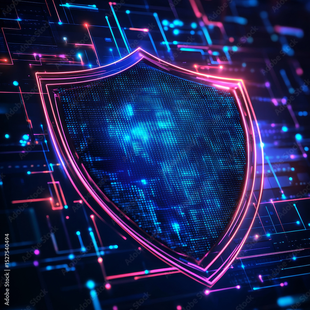 Poster businessman hand touches a shield, secure coding prevents vulnerabilities. the concept represents sa