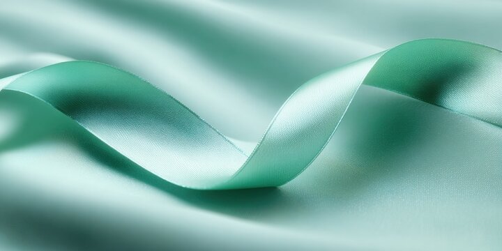 International Albinism Awareness Day Green Ribbon on Satin Fabric for Mental Health Support with St. Patricks Day and Spring Sale Seasonal Theme - Powered by Adobe