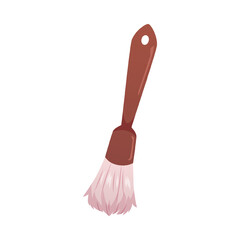Vector illustration of a brush or paintbrush with a long wooden handle.