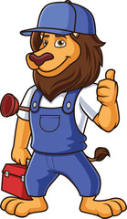 Lion Plumber Waving Vector Image