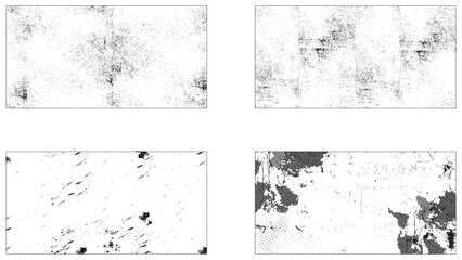 Collection of four grunge texture set. 