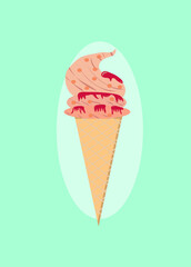 ice cream on a blue background,