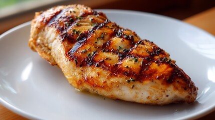 Grilled Chicken Breast on a White Plate