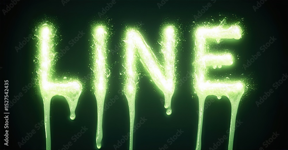 Poster glowing text spells line. dripping effect creates spooky, eerie visual. dark background emphasizes b