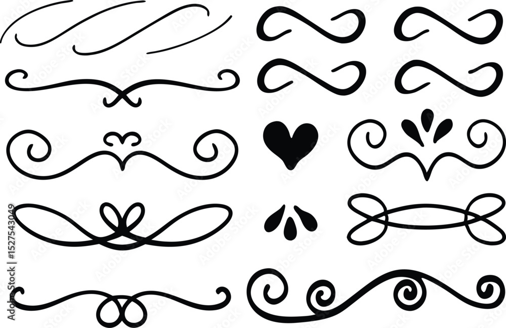 Poster vector collection of elegant hand drawn decorative design elements for various design projects and s