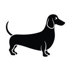 Simple Dachshund Minimalist Black Vector Silhouette
