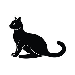 Simple Elegant Cat Minimalist Black Vector Silhouette