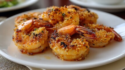 Crispy Garlic Shrimp Served on a White Plate