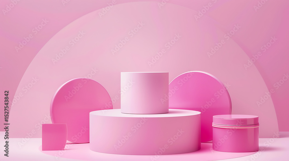 Poster pink geometric shapes create a modern abstract background for product display and presentation
