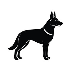 Simple German Shepherd Minimalist Black Vector Silhouette