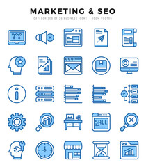 Marketing & SEO icons set. Collection of simple Two Color web icons.