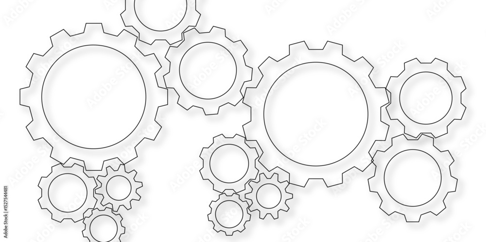Poster gear texture industry icon on white background. techno background with geometric gear wheels technol