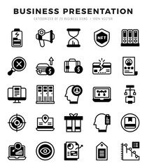 Business Presentation Lineal Filled icons collection. Lineal Filled icons pack. Vector illustration