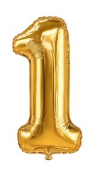 Gold balloon, Number balloon made of gold color isolated on white background 