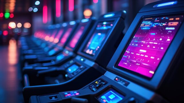 Modern slot machines in a casino