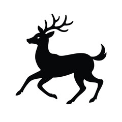 Deer Running Black Vector Silhouette