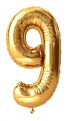 Gold balloon, Number balloon made of gold color isolated on white background 