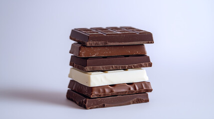 Stack of assorted chocolate bar wrappers showcasing new and old designs against a light background