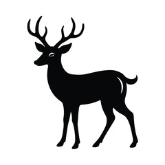 Deer Raised Tail Black Vector Silhouette