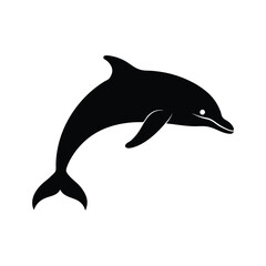 Dolphin Diving Black Vector Silhouette