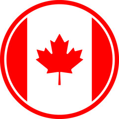 Canada red maple leaf symbol in circle design
