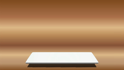Empty White Display Platform Against a Warm Brown Background