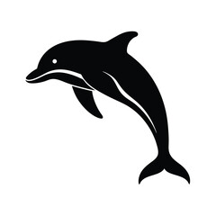 Dolphin Leaping Black Vector Silhouette