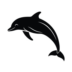 Dolphin Swimming Black Vector Silhouette