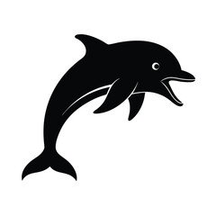 Dolphin Open Mouth Black Vector Silhouette